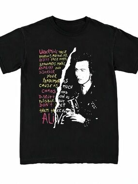 New Rare Sid Vicious Anarchy And Disorder Punk Rock Retro T-shirt Unisex